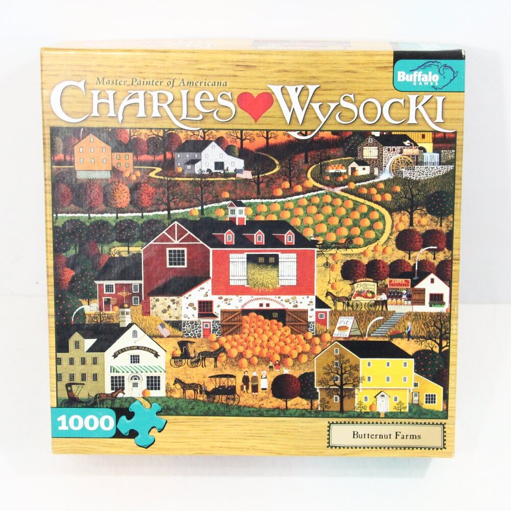 Buffalo Charles Wysocki Puzzle Butternut Farms 1000 Pieces Complete Fall